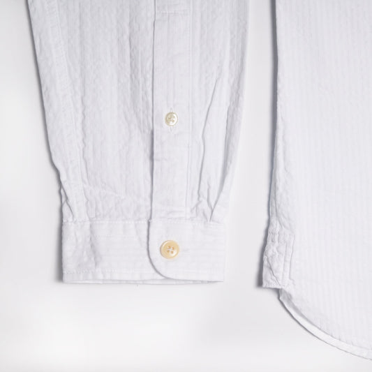 Grandad - Organic Cotton Seersucker Shirt - White