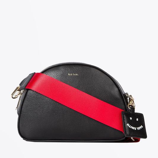 Leather Cross-Body Bowling Bag - Black