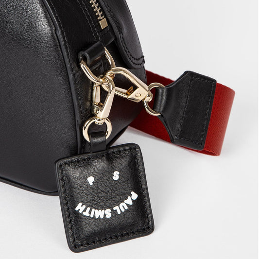 Leather Cross-Body Bowling Bag - Black