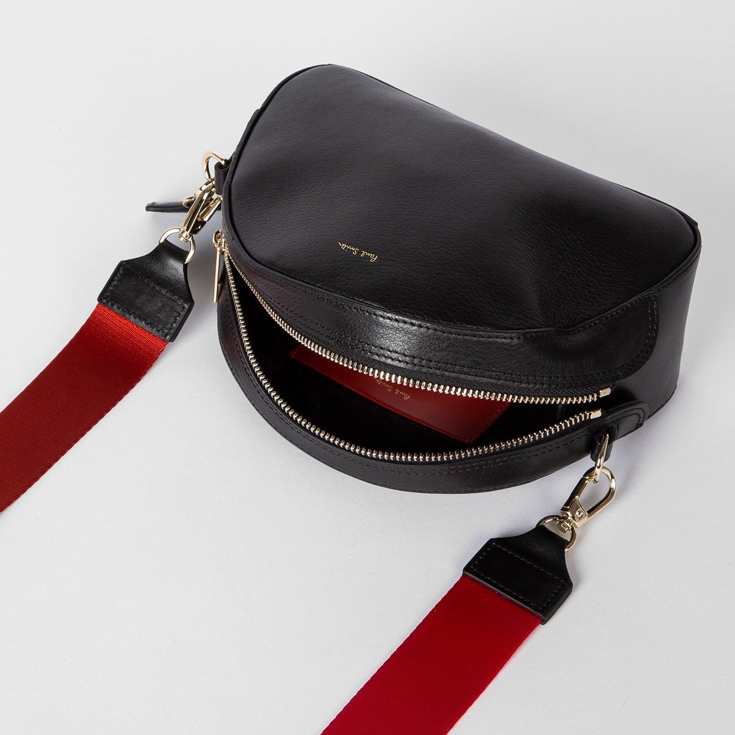 Leather Cross-Body Bowling Bag - Black