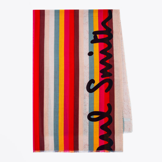 - 'Swirl Stripe' Cotton-Blend Scarf - Multi