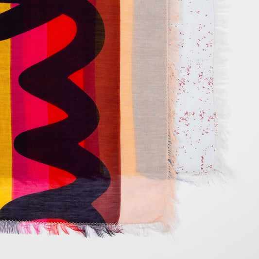 - 'Swirl Stripe' Cotton-Blend Scarf - Multi