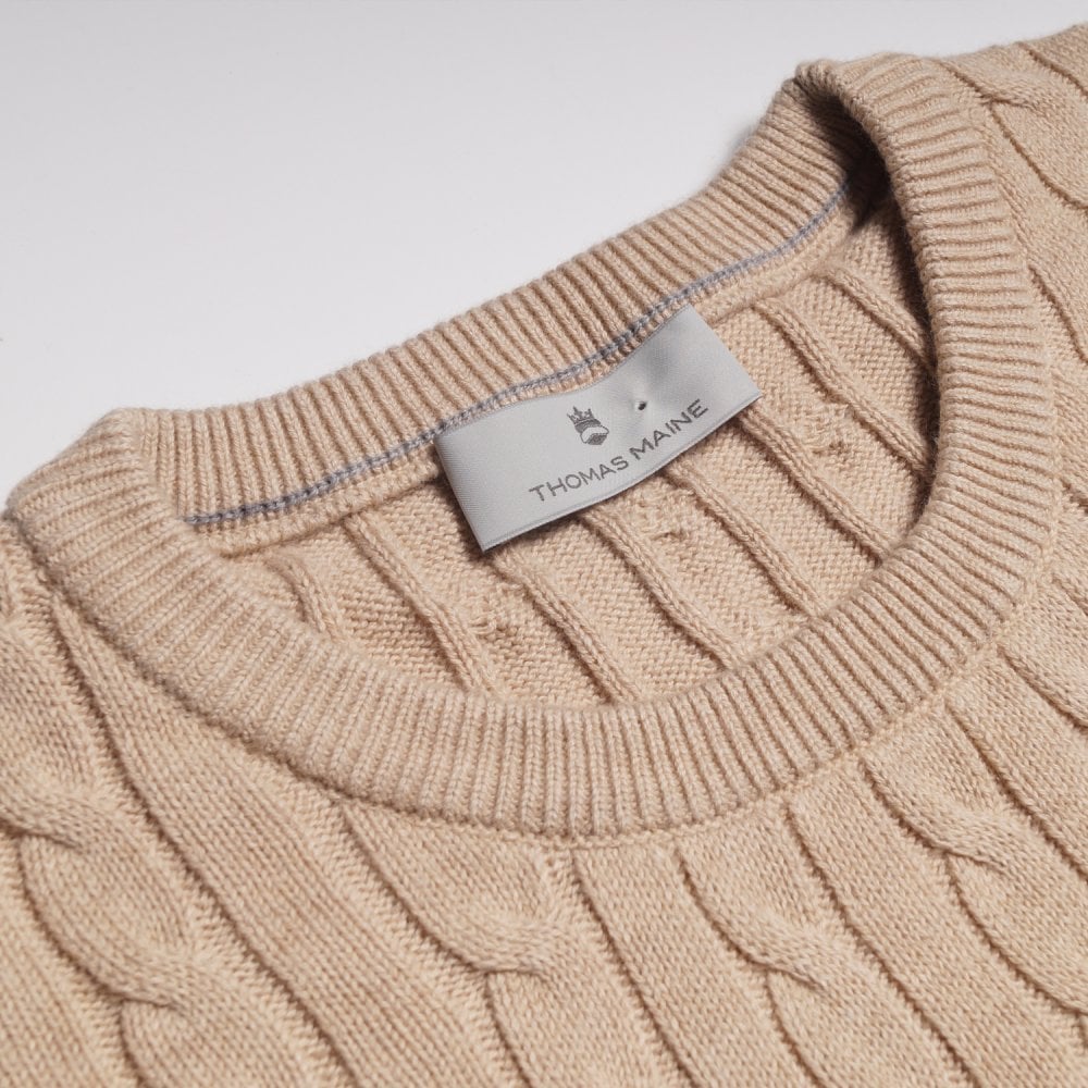- Cashmere Blend Cable Knit - Cream