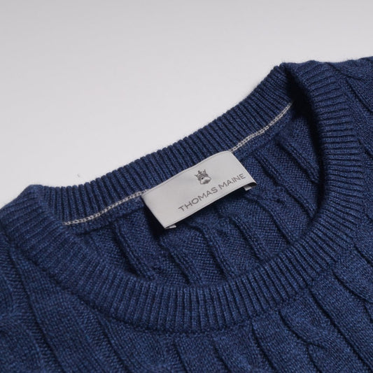 - Cashmere Blend Cable Knit - Navy
