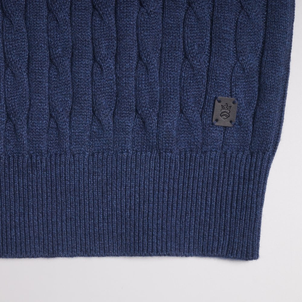 - Cashmere Blend Cable Knit - Navy
