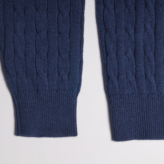 - Cashmere Blend Cable Knit - Navy