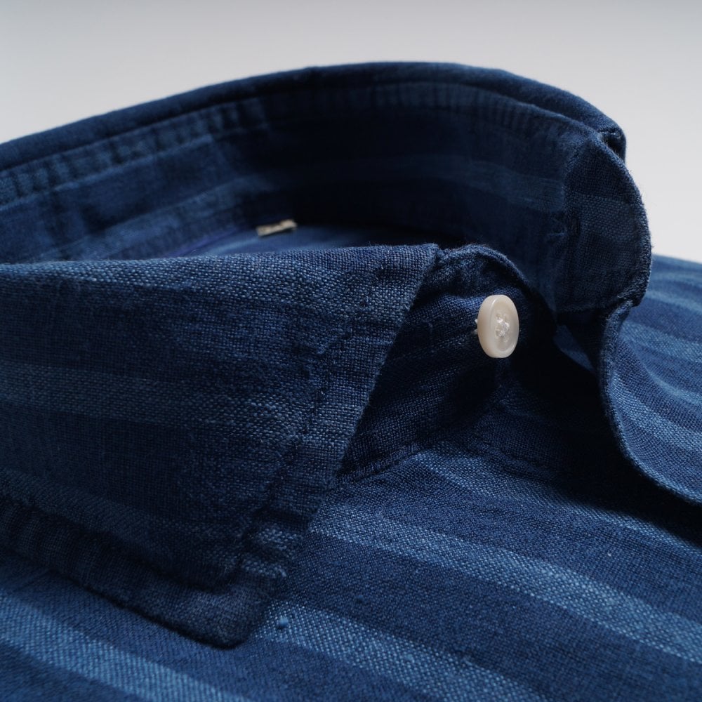 Linen Stripe Shirt - Navy