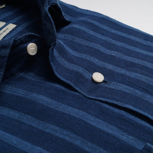 Linen Stripe Shirt - Navy