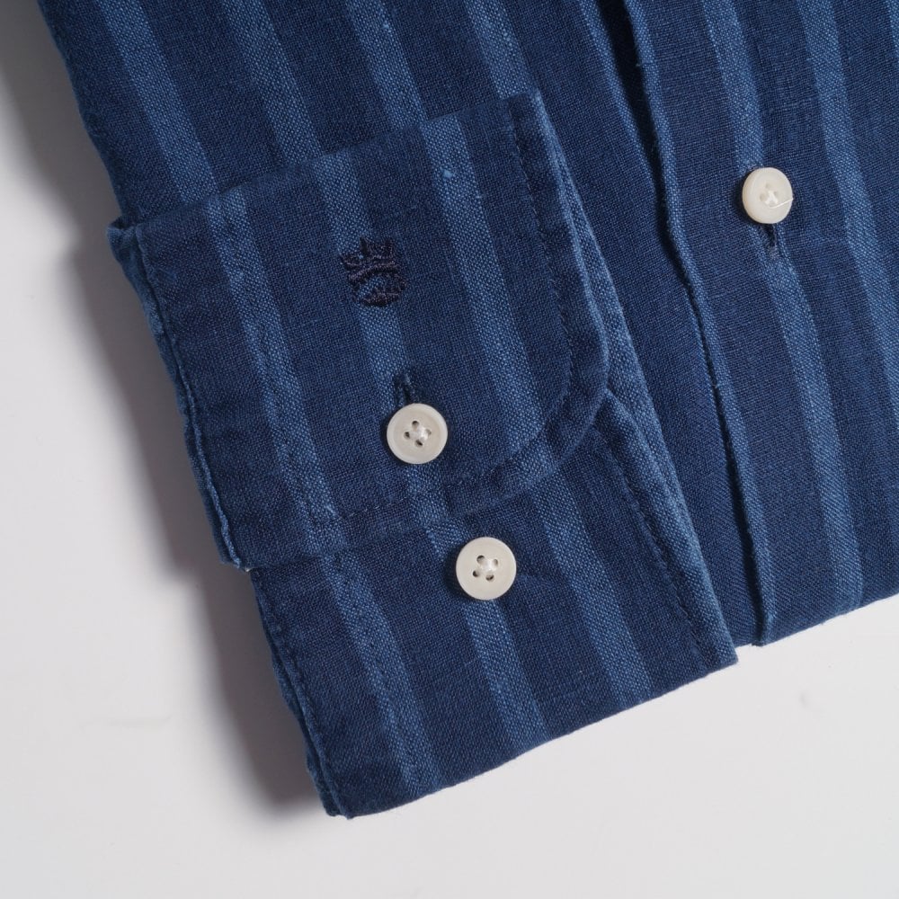 Linen Stripe Shirt - Navy