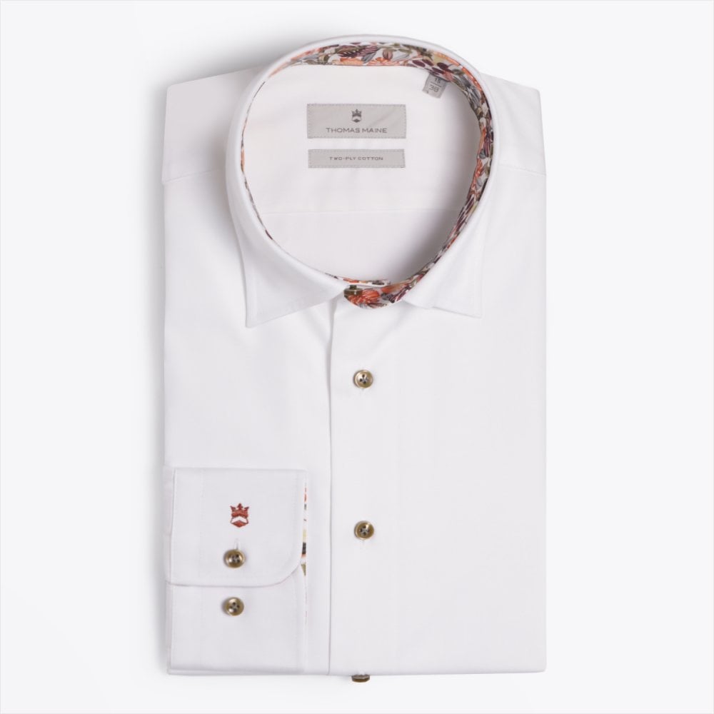 Thomas Leaf Trim Insert Shirt - White