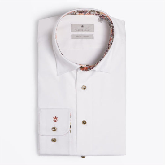 Leaf Trim Insert Shirt - White