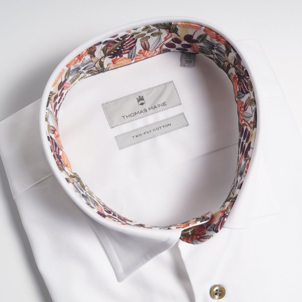 Thomas Leaf Trim Insert Shirt - White