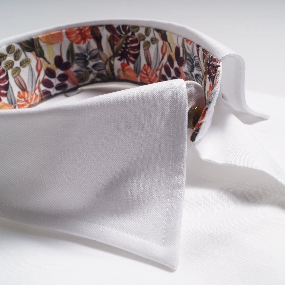 Thomas Leaf Trim Insert Shirt - White