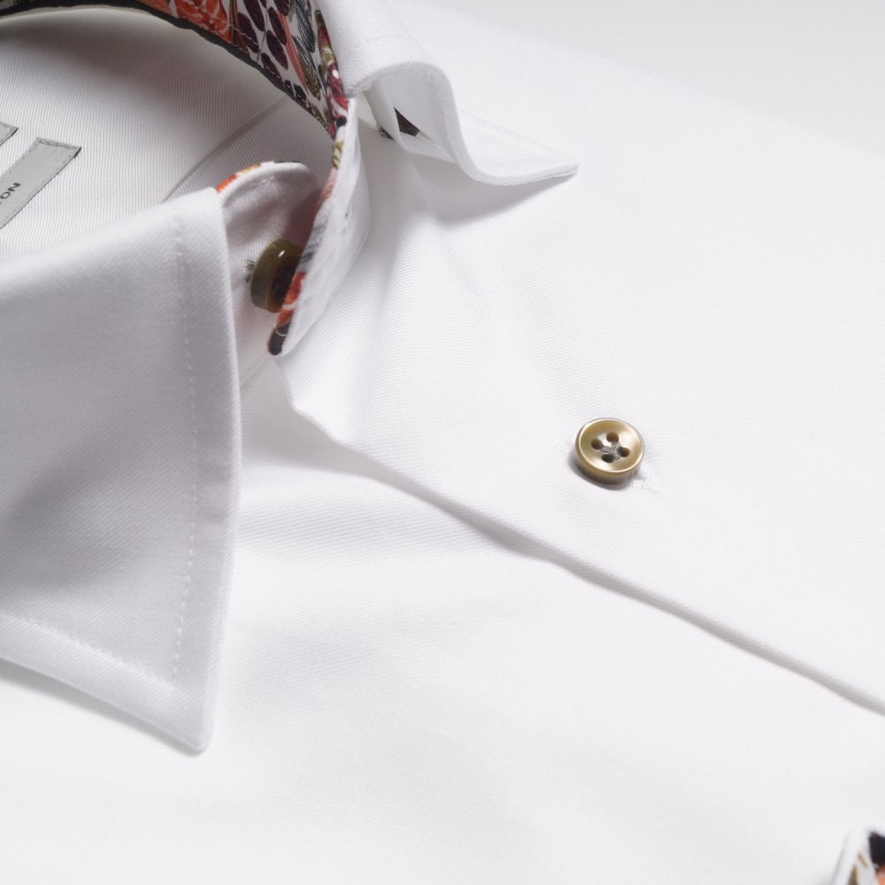 Thomas Leaf Trim Insert Shirt - White