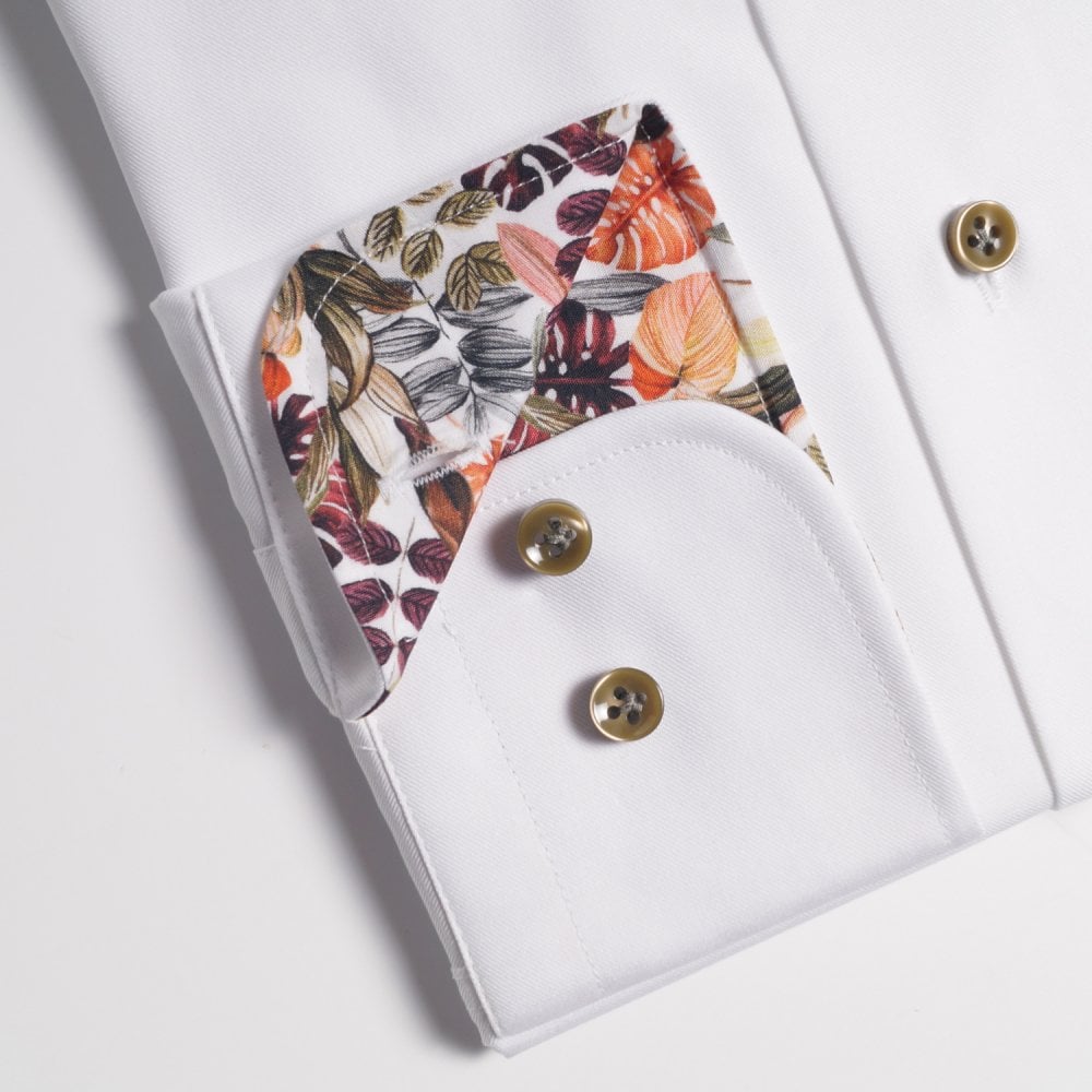 Thomas Leaf Trim Insert Shirt - White