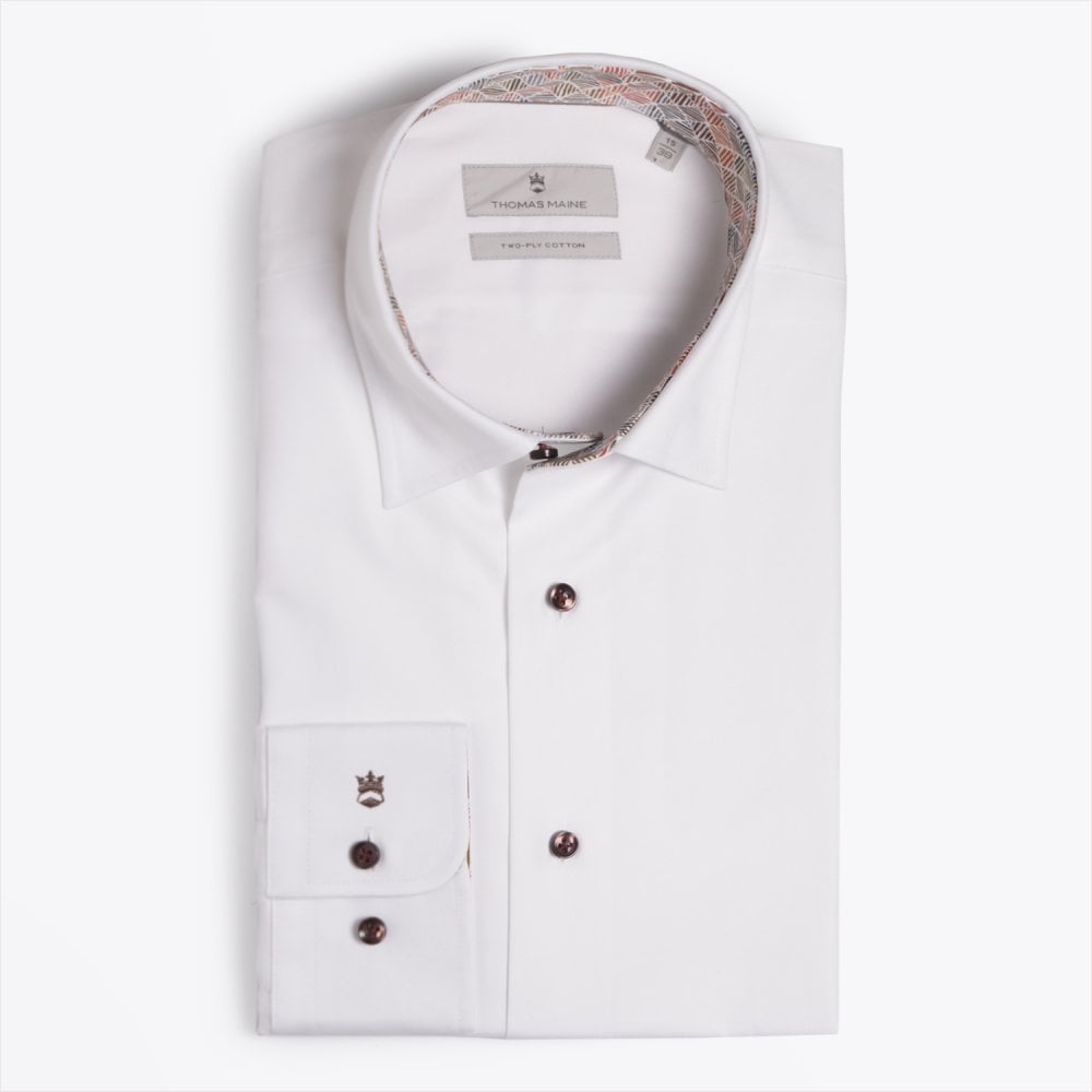 Thomas Geometric Trim Insert Shirt - White