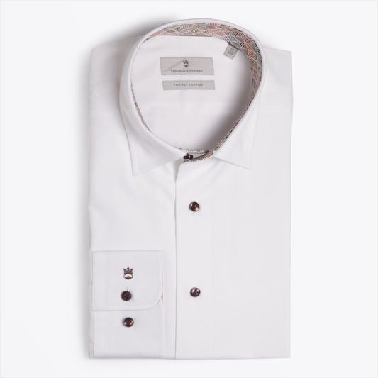 Geometric Trim Insert Shirt - White