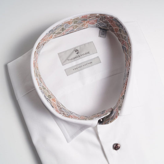 Geometric Trim Insert Shirt - White