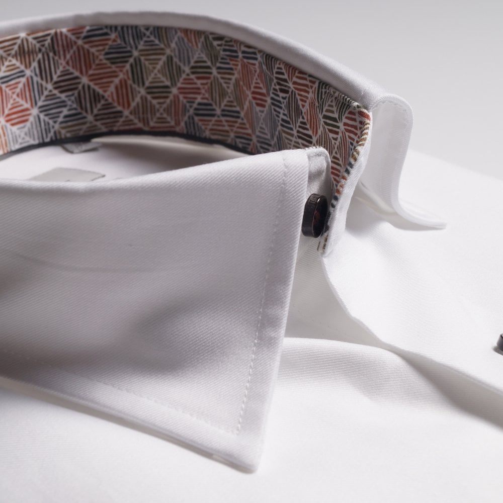 Geometric Trim Insert Shirt - White