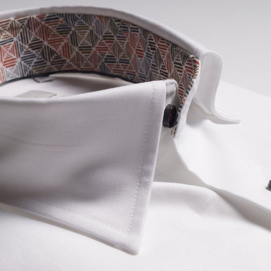 Geometric Trim Insert Shirt - White