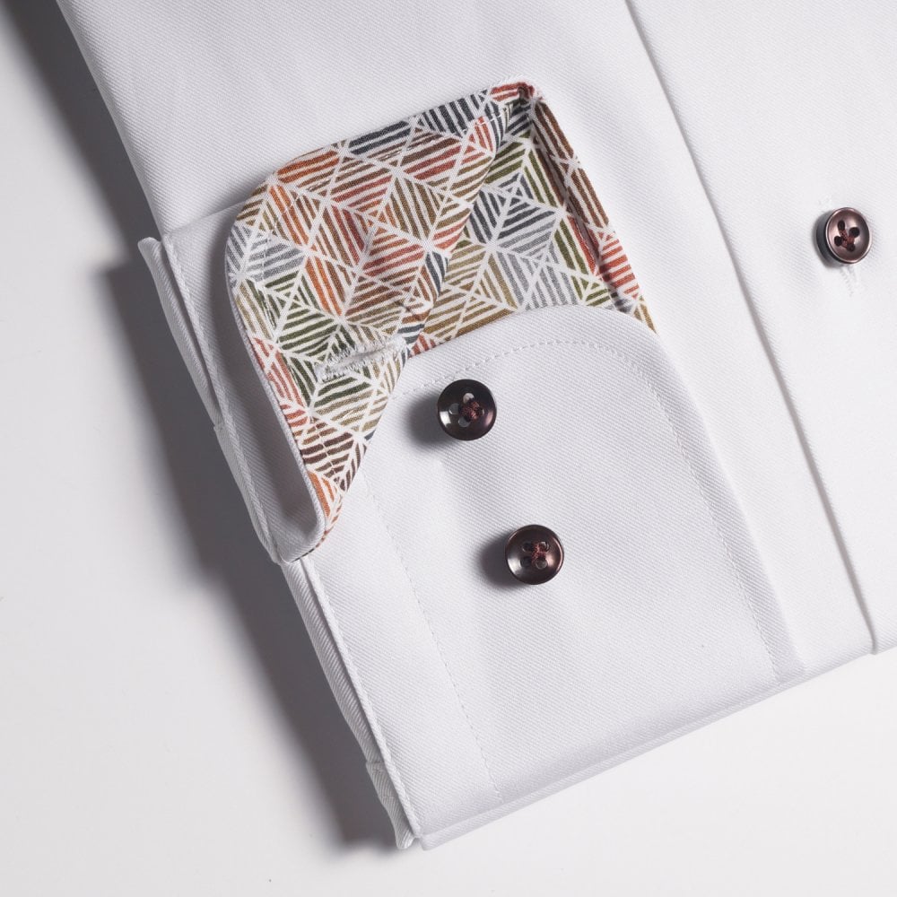 Thomas Geometric Trim Insert Shirt - White