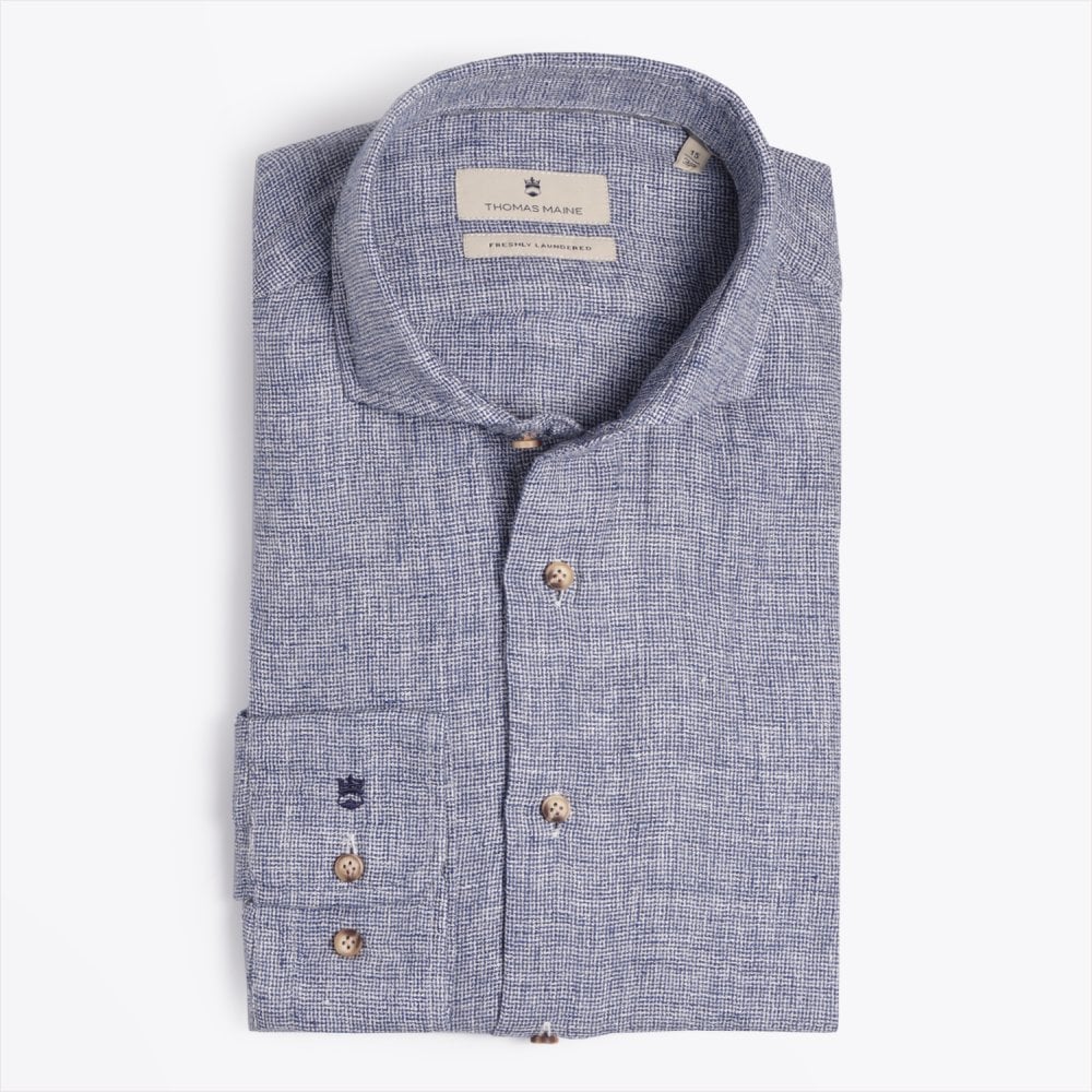 Thomas Linen Weave Shirt - Navy