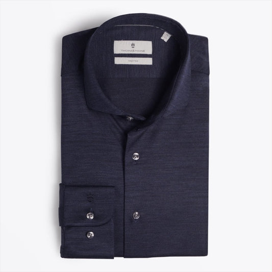 - Cotton Knitted Shirt - Navy