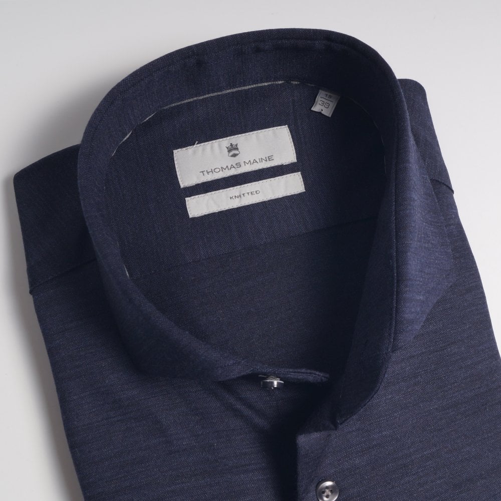 - Cotton Knitted Shirt - Navy