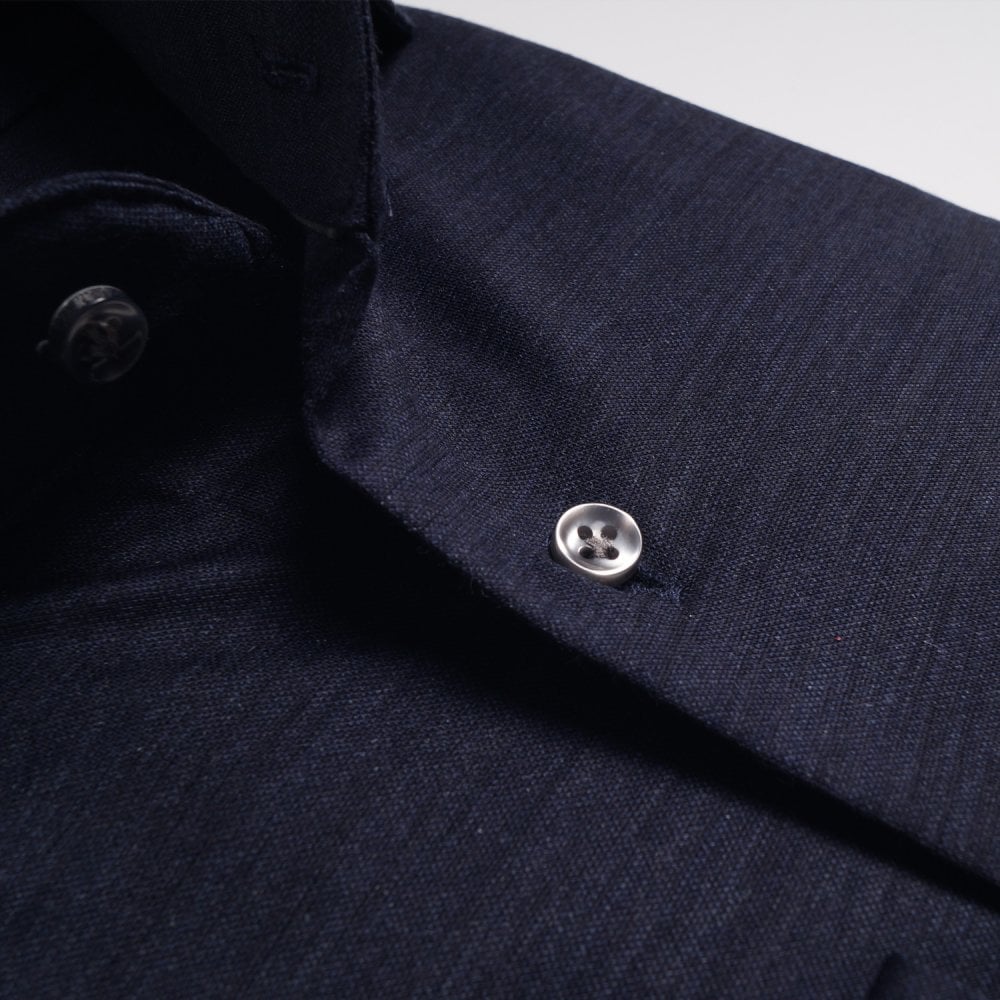 - Cotton Knitted Shirt - Navy