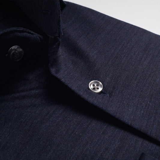 - Cotton Knitted Shirt - Navy