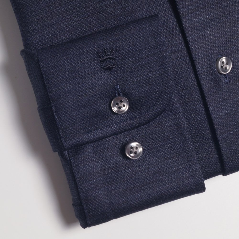 - Cotton Knitted Shirt - Navy