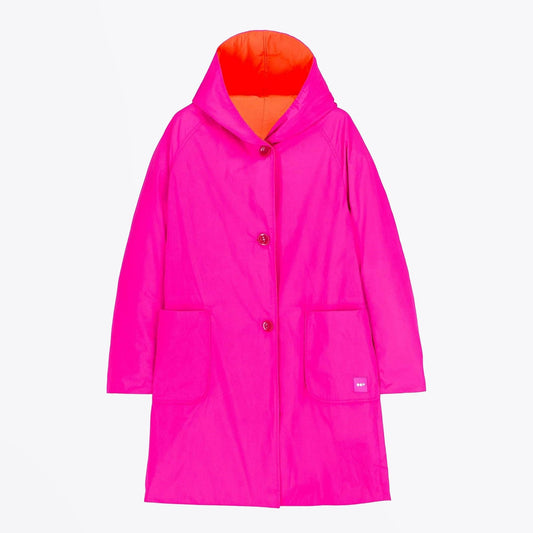 - Reversible Parka With Hood - Fuchsia/Coral