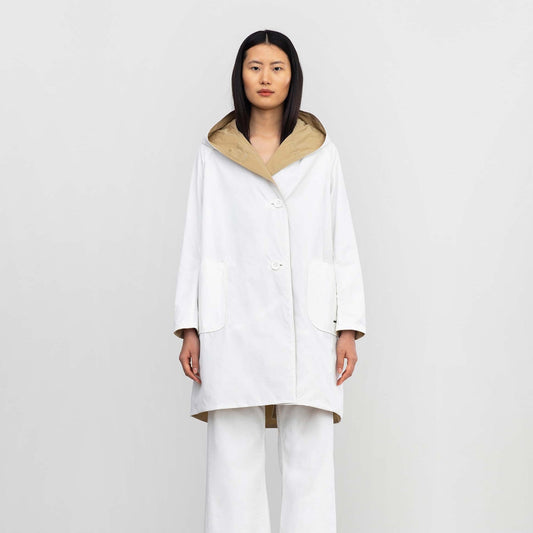 - Reversible Parka With Hood - White/Beige