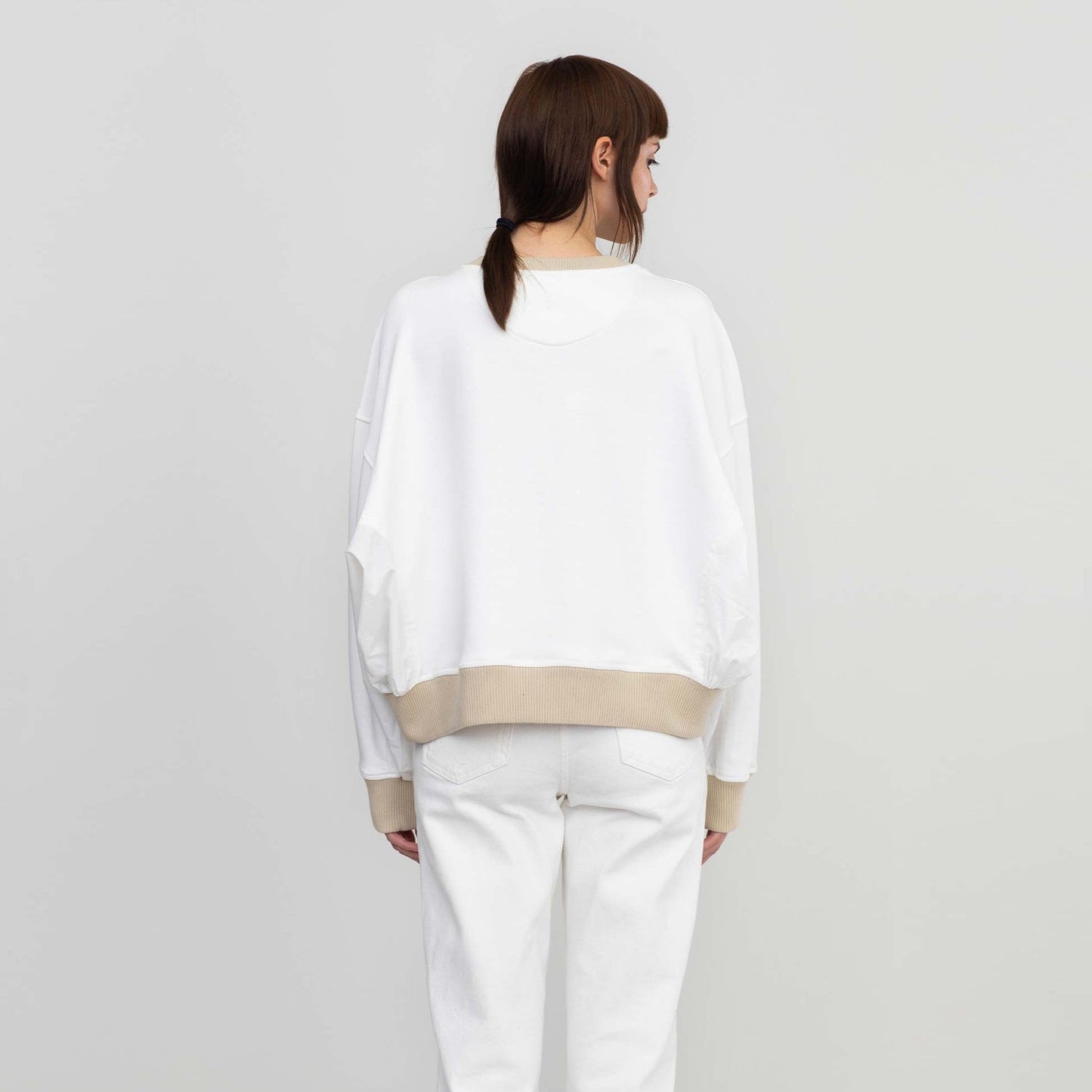 - Cotton V-Neck Sweatshirt - White
