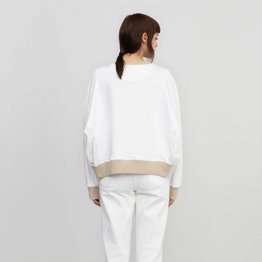 - Cotton V-Neck Sweatshirt - White