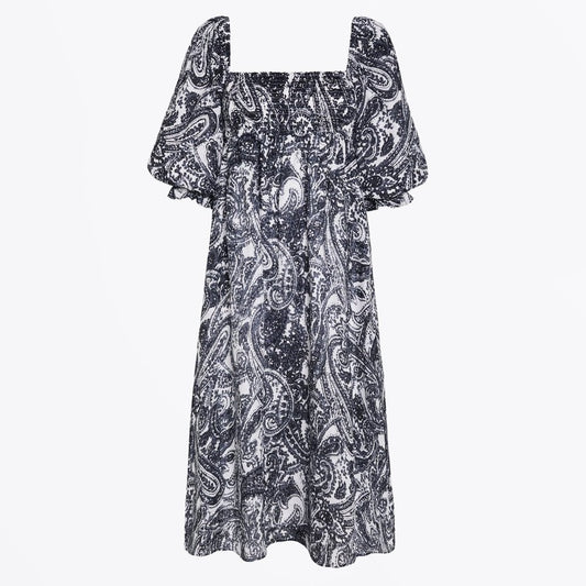 Moira Midi Dress - Faye Paisley Print Charcoal