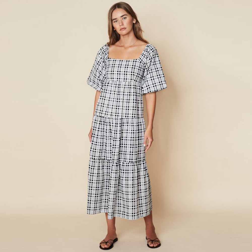 Faithfull Kiona Midi Dress - Milana Check Print Black