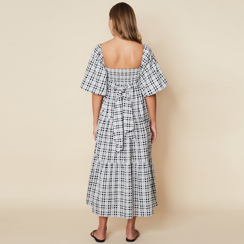 Kiona Midi Dress - Milana Check Print Black