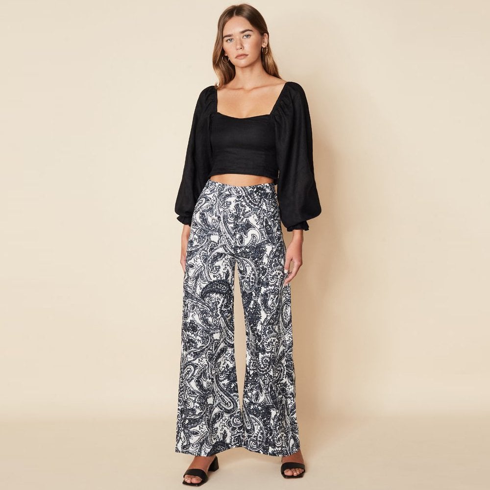 - Sibyl Pants - Faye Paisley Print Charcoal