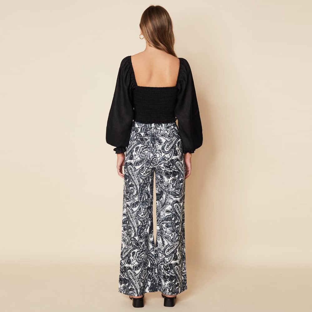 - Sibyl Pants - Faye Paisley Print Charcoal
