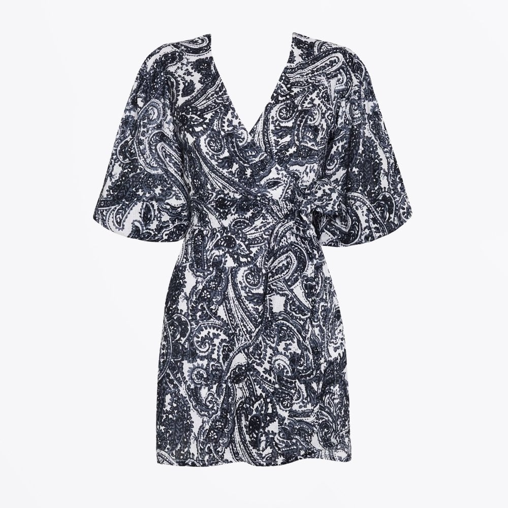 Faithfull Godiva Wrap Dress - Faye Paisley Print Charcoal