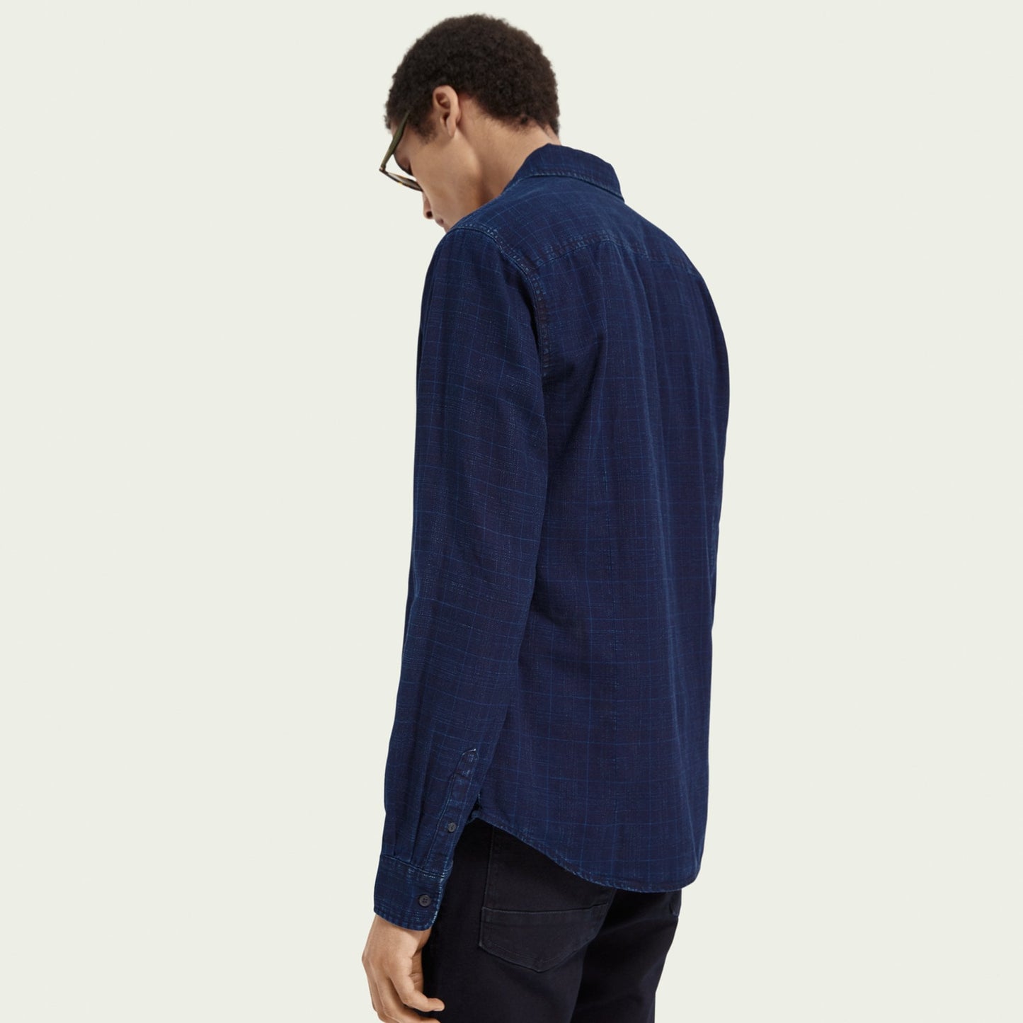 - Slim-Fit Checked Shirt - Navy