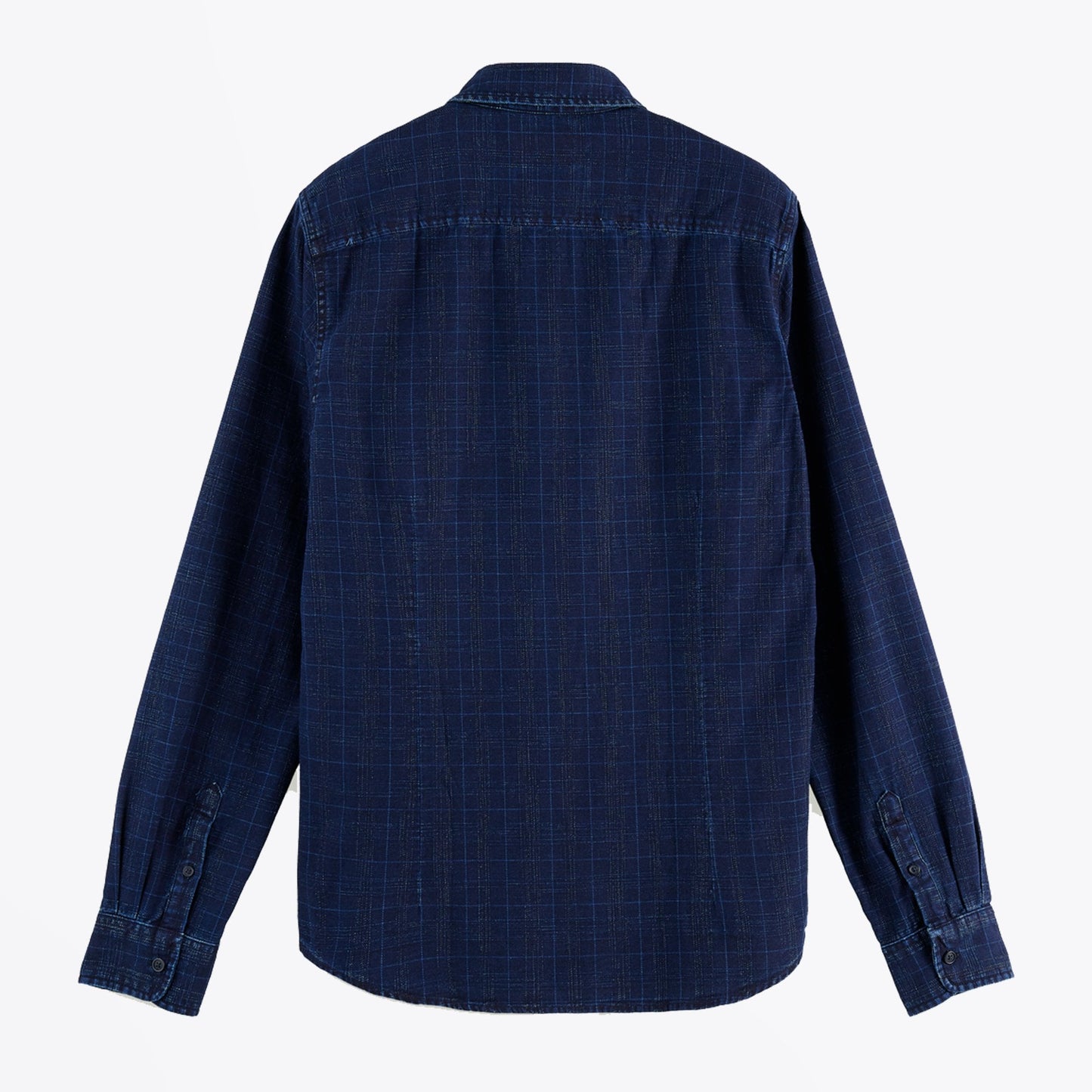 - Slim-Fit Checked Shirt - Navy