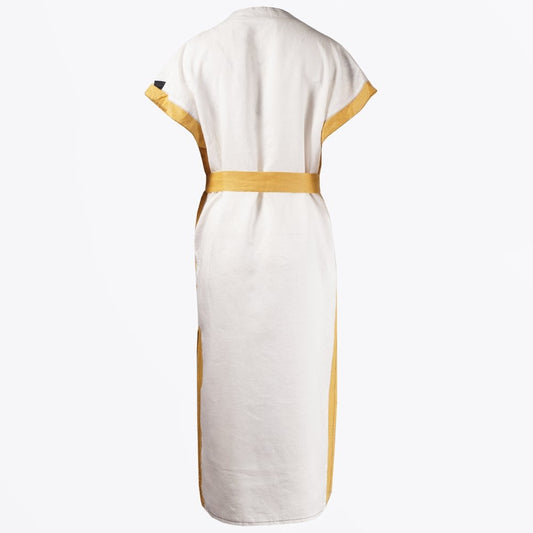 Linen Sun-Eye Embroidered Dress - White
