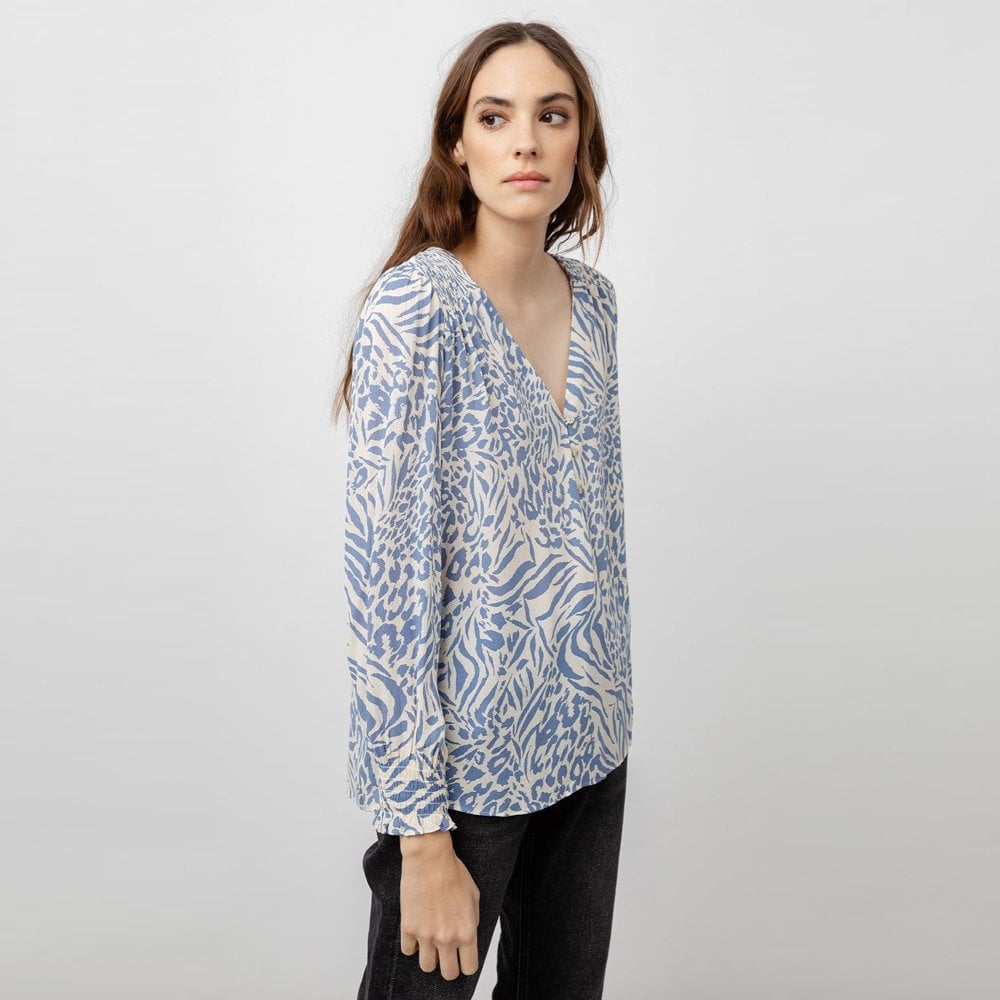 - Brinley Shirt - Blue Mixed Animal