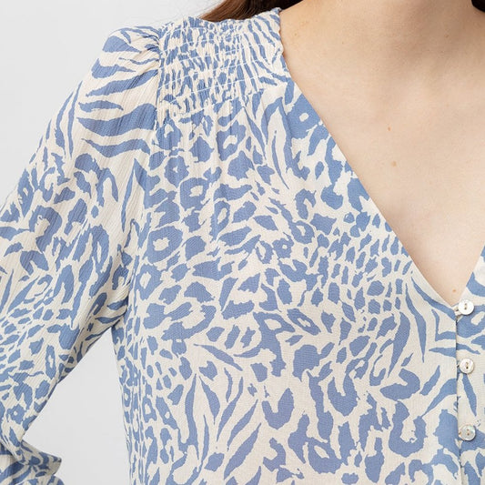 - Brinley Shirt - Blue Mixed Animal