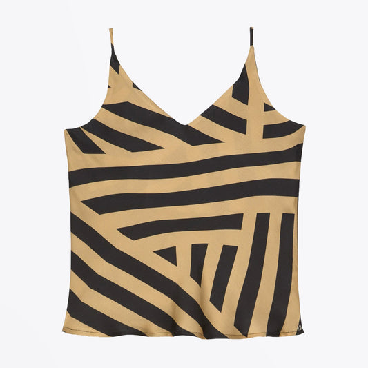 - Animal Viscose Tank Top - Caramel Black