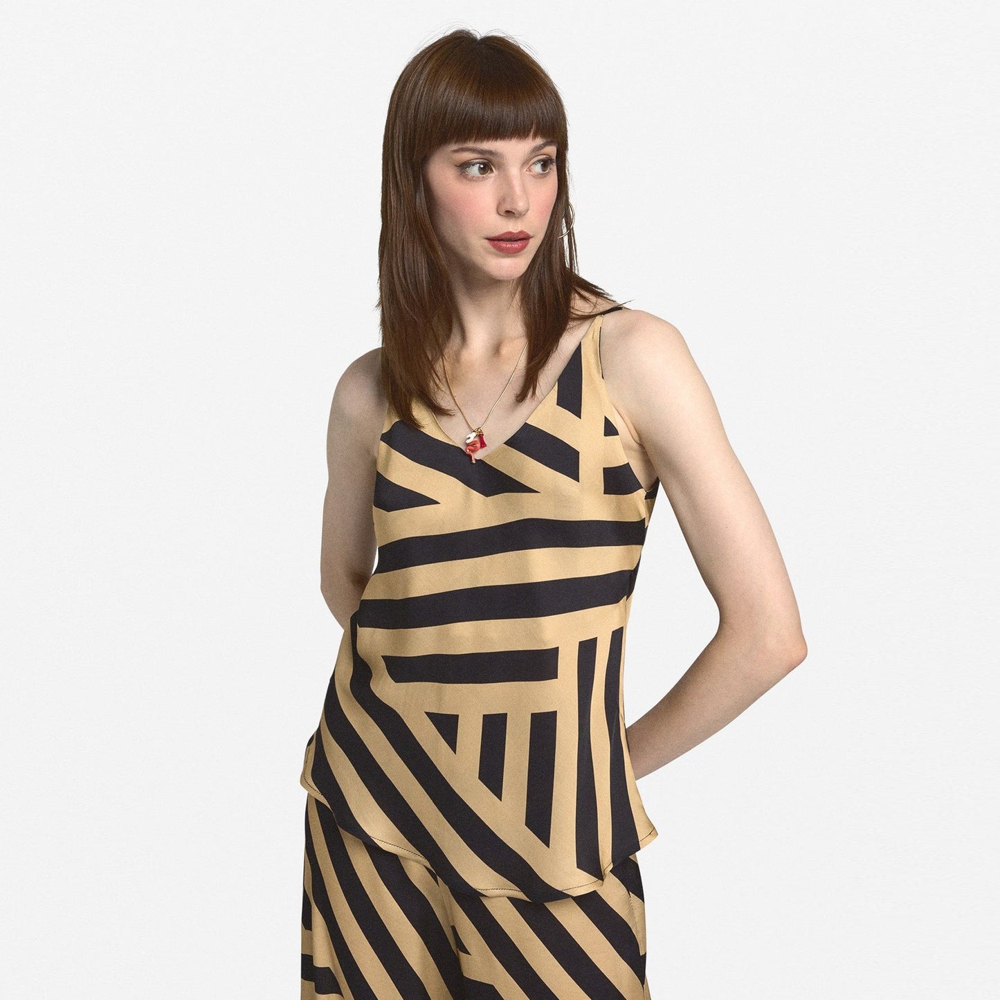 - Animal Viscose Tank Top - Caramel Black