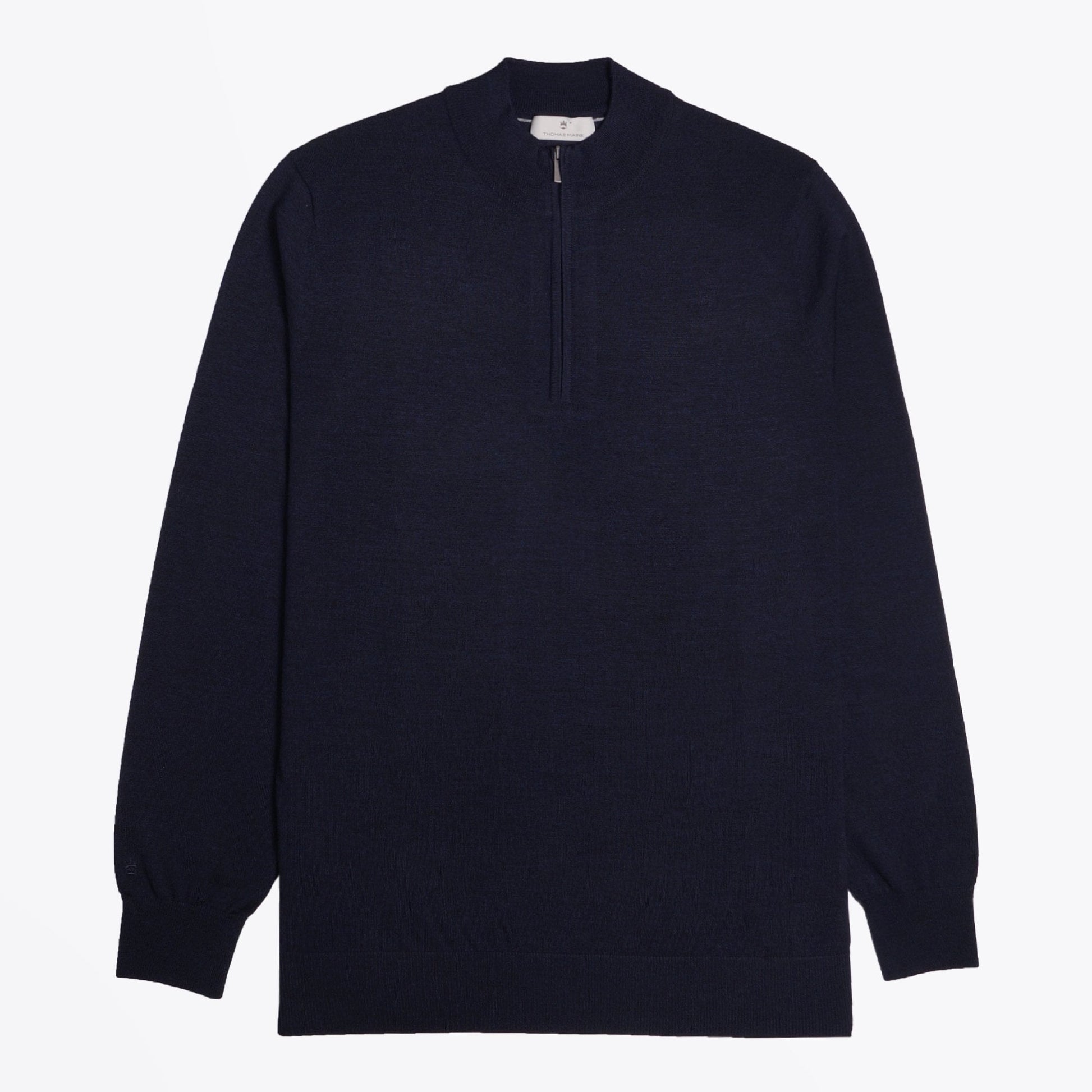 Thomas Merino Quarter Zip Knit Sweater - Navy