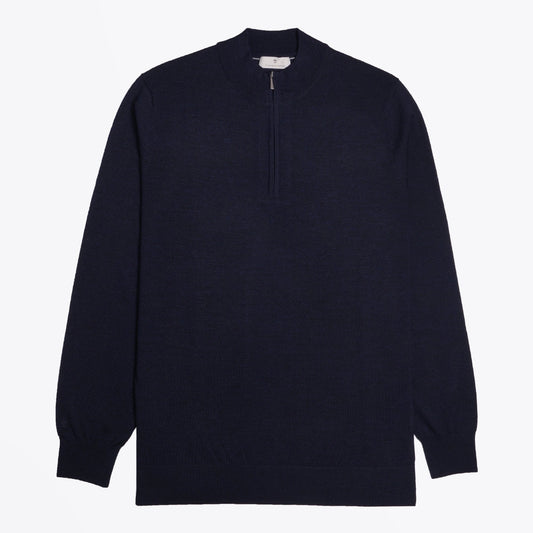 Merino Quarter Zip Knit Sweater - Navy
